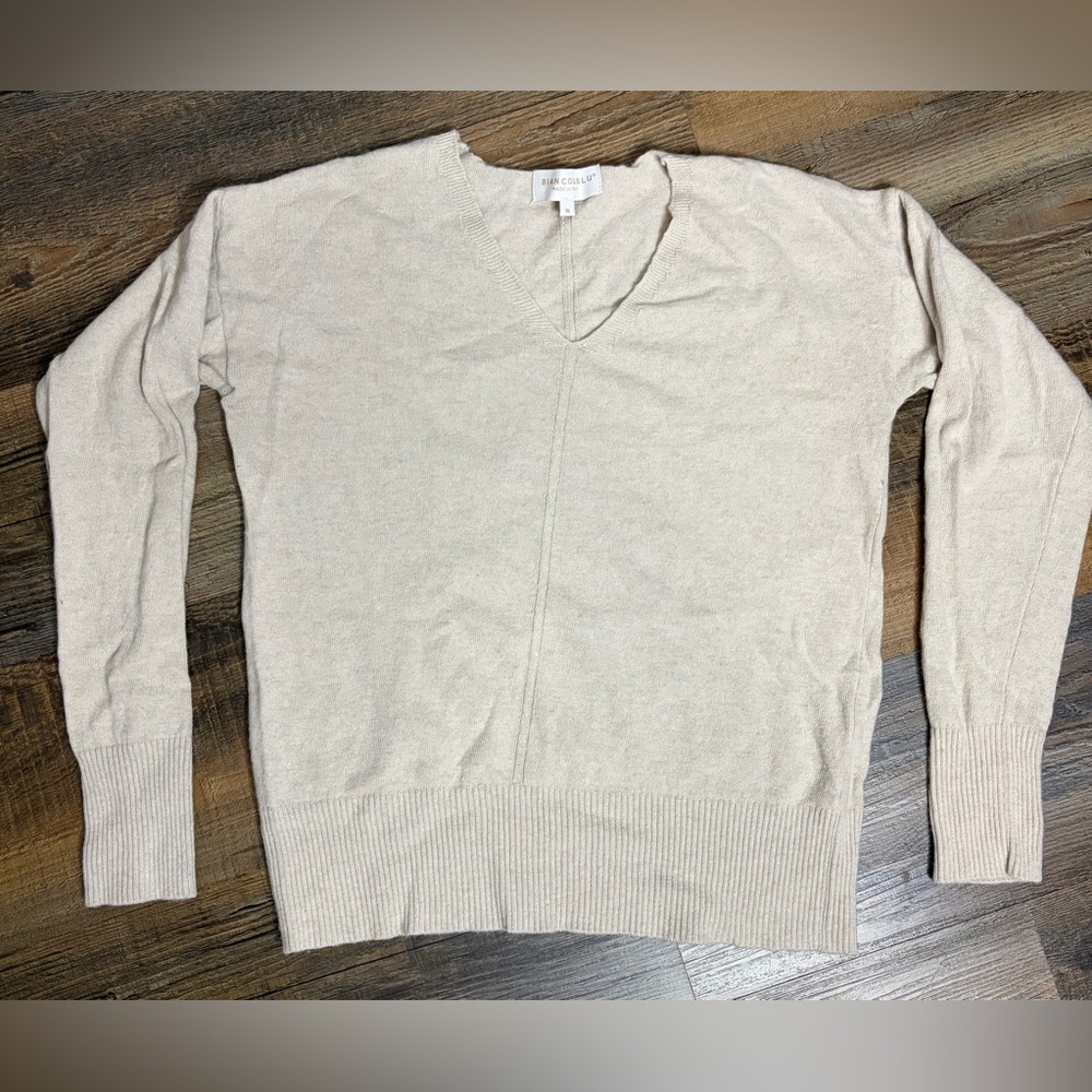 Bianco & Blu Wool Cashmere Blend Sweater Med‎ Ivory Made Italy Timeless Elegant